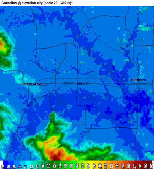 Zoom OUT 2x Cornelius, United States elevation map