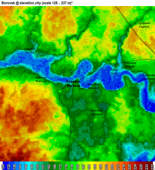 Zoom OUT 2x Borovsk, Russia elevation map