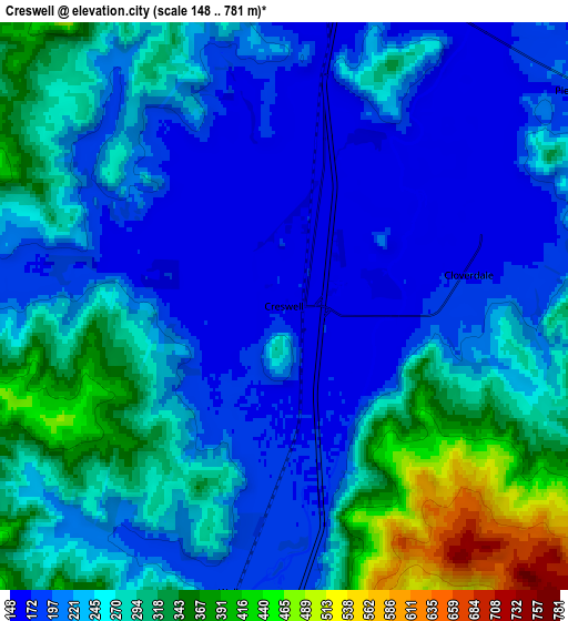 Zoom OUT 2x Creswell, United States elevation map