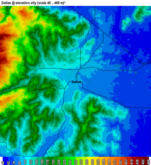 Zoom OUT 2x Dallas, United States elevation map