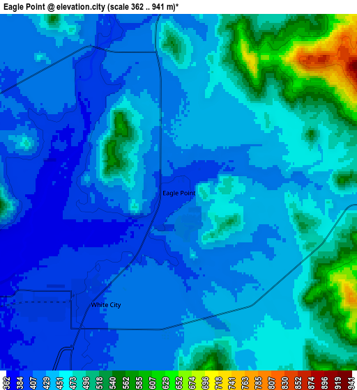 Zoom OUT 2x Eagle Point, United States elevation map