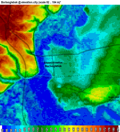 Zoom OUT 2x Borisoglebsk, Russia elevation map