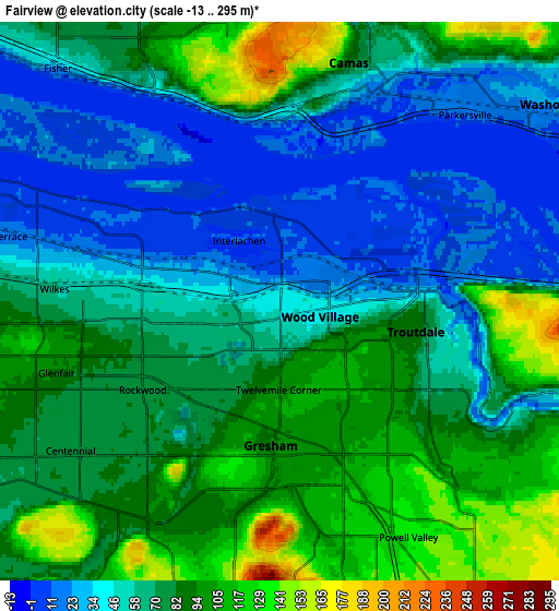 Zoom OUT 2x Fairview, United States elevation map