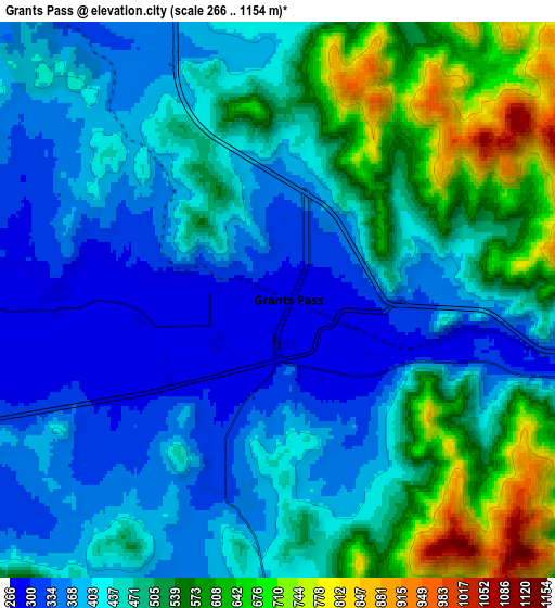 Zoom OUT 2x Grants Pass, United States elevation map