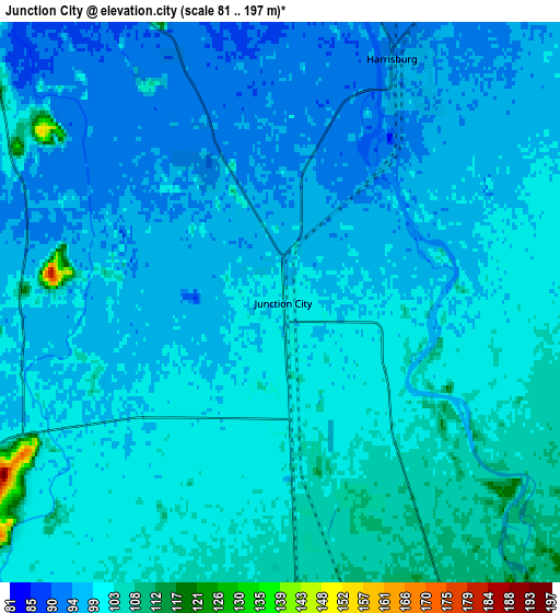 Zoom OUT 2x Junction City, United States elevation map