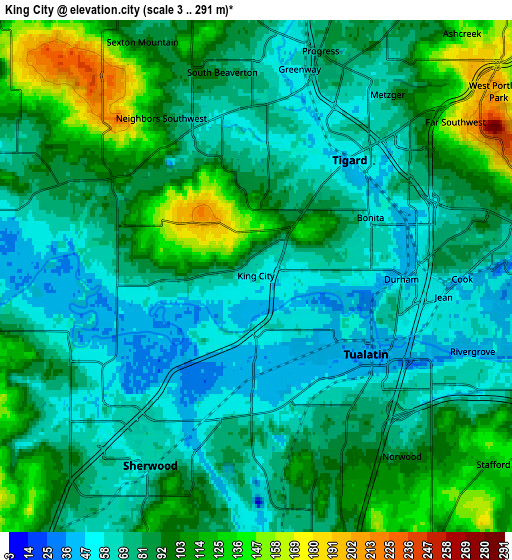 Zoom OUT 2x King City, United States elevation map