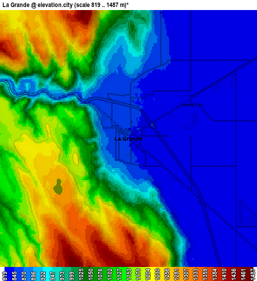 Zoom OUT 2x La Grande, United States elevation map