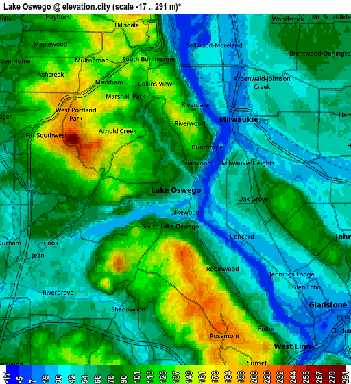 Zoom OUT 2x Lake Oswego, United States elevation map