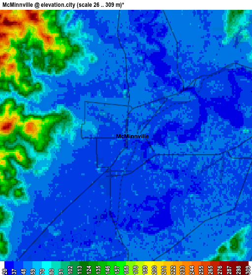 Zoom OUT 2x McMinnville, United States elevation map