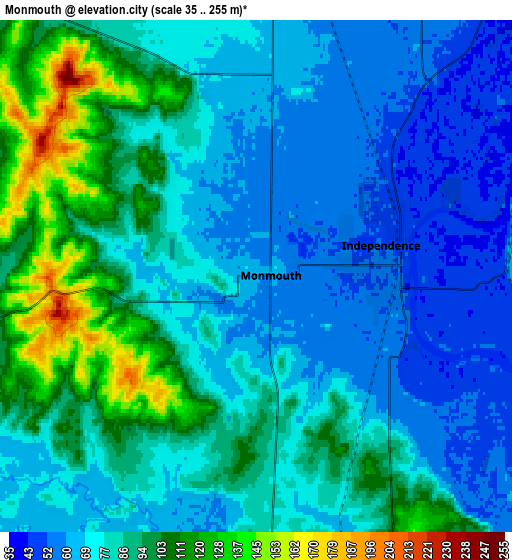 Zoom OUT 2x Monmouth, United States elevation map