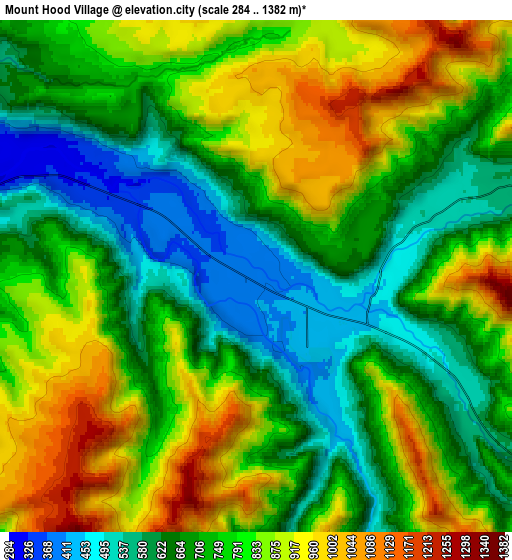 Zoom OUT 2x Mount Hood Village, United States elevation map