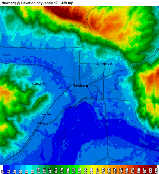 Zoom OUT 2x Newberg, United States elevation map