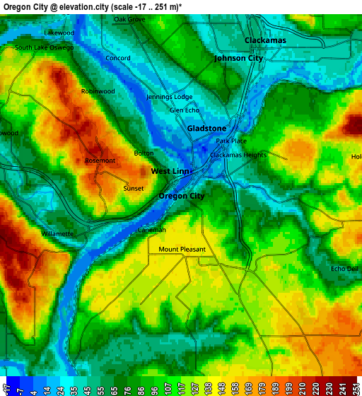 Zoom OUT 2x Oregon City, United States elevation map