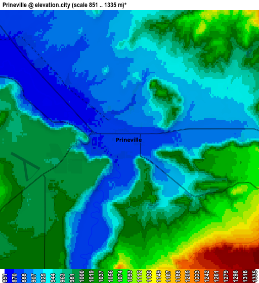 Zoom OUT 2x Prineville, United States elevation map