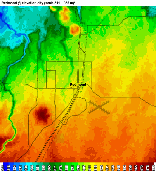 Zoom OUT 2x Redmond, United States elevation map