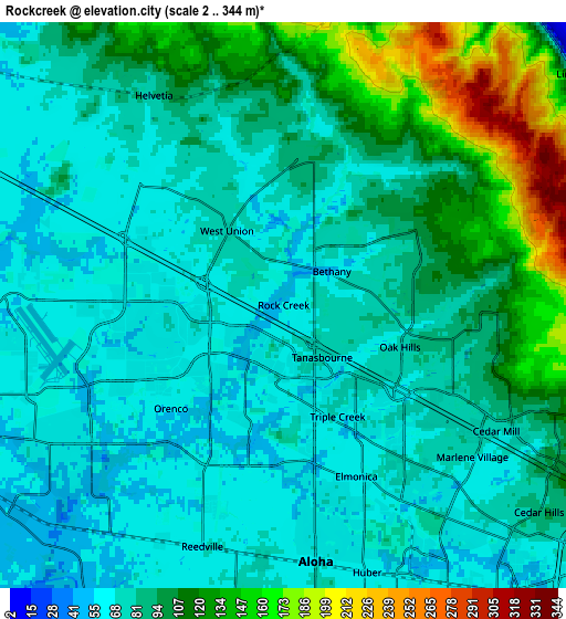 Zoom OUT 2x Rockcreek, United States elevation map