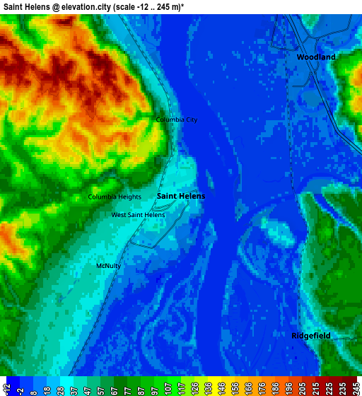 Zoom OUT 2x Saint Helens, United States elevation map