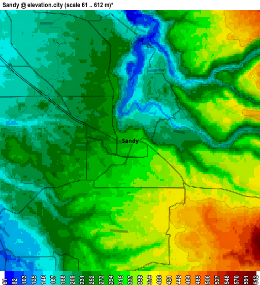 Zoom OUT 2x Sandy, United States elevation map