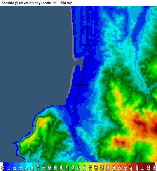 Zoom OUT 2x Seaside, United States elevation map