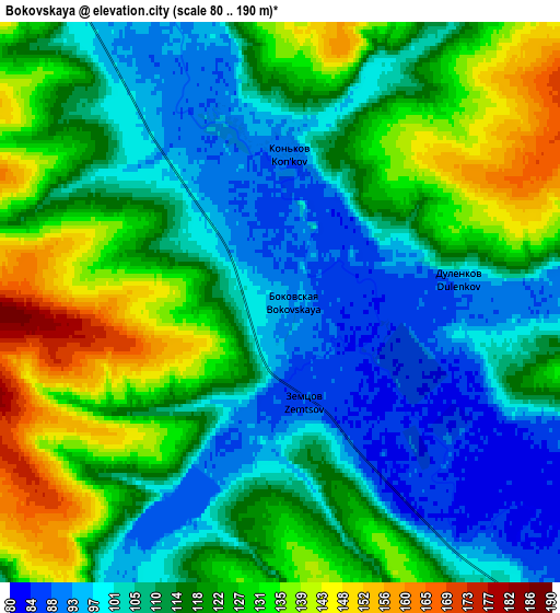 Zoom OUT 2x Bokovskaya, Russia elevation map