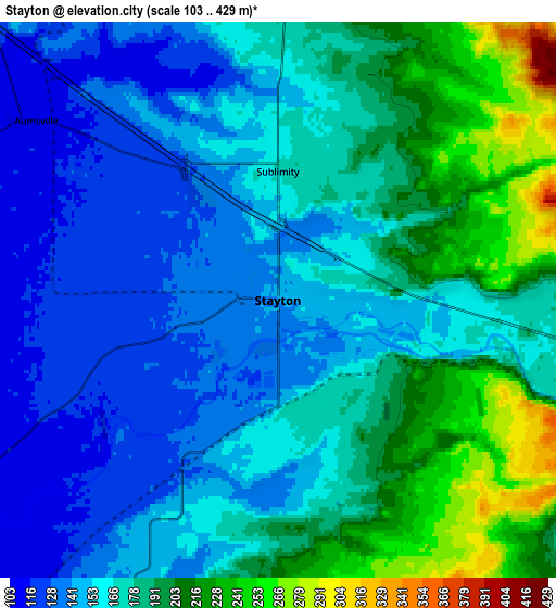 Zoom OUT 2x Stayton, United States elevation map