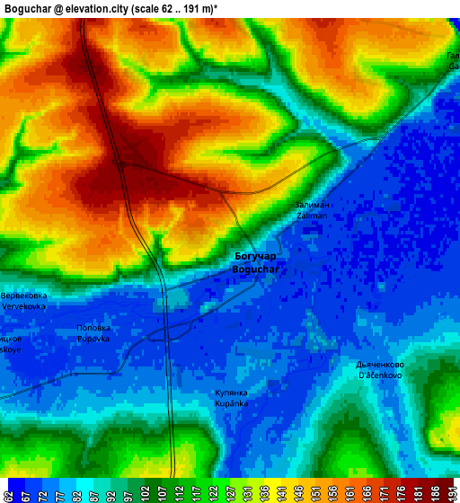 Zoom OUT 2x Boguchar, Russia elevation map