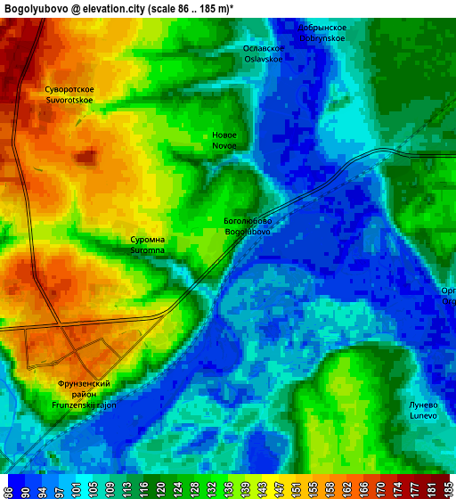 Zoom OUT 2x Bogolyubovo, Russia elevation map
