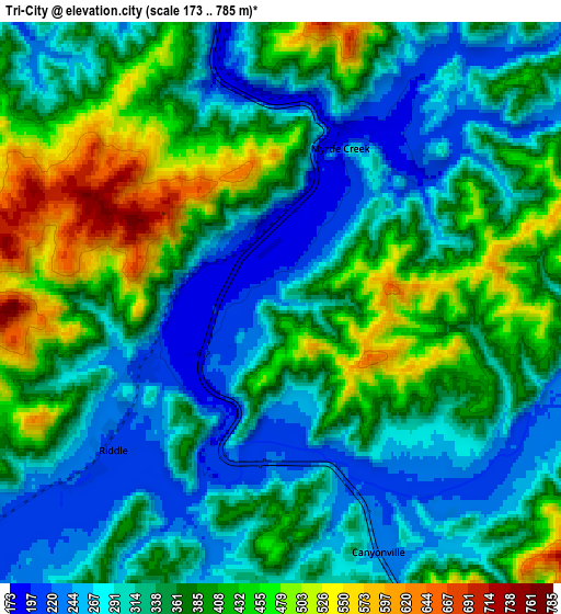 Zoom OUT 2x Tri-City, United States elevation map