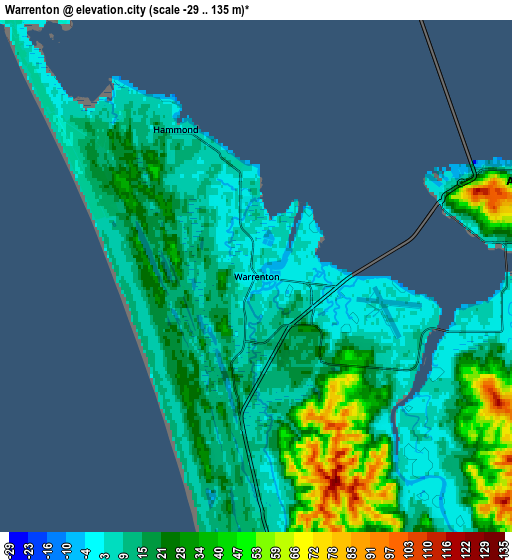 Zoom OUT 2x Warrenton, United States elevation map