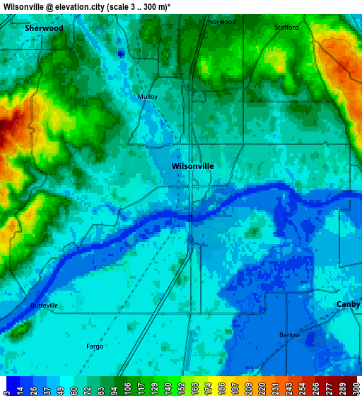 Zoom OUT 2x Wilsonville, United States elevation map