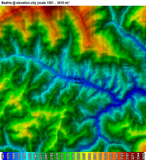 Zoom OUT 2x Bezhta, Russia elevation map