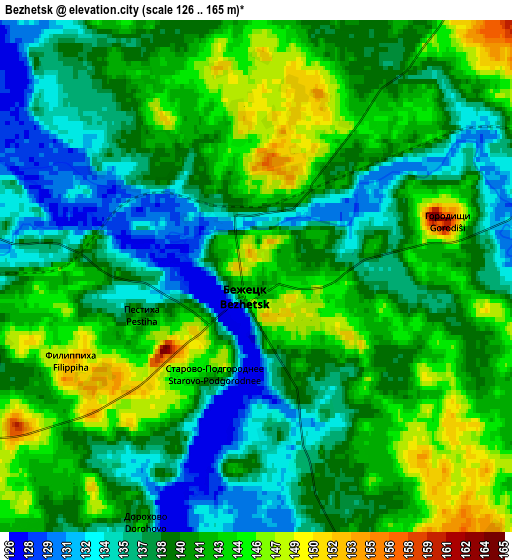 Zoom OUT 2x Bezhetsk, Russia elevation map