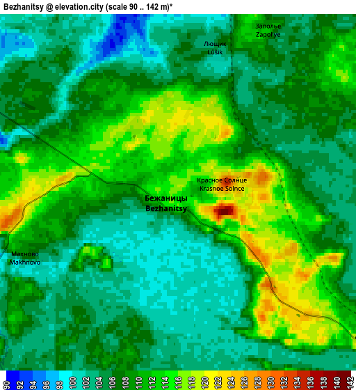 Zoom OUT 2x Bezhanitsy, Russia elevation map