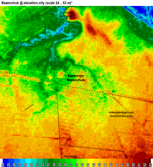 Zoom OUT 2x Bezenchuk, Russia elevation map