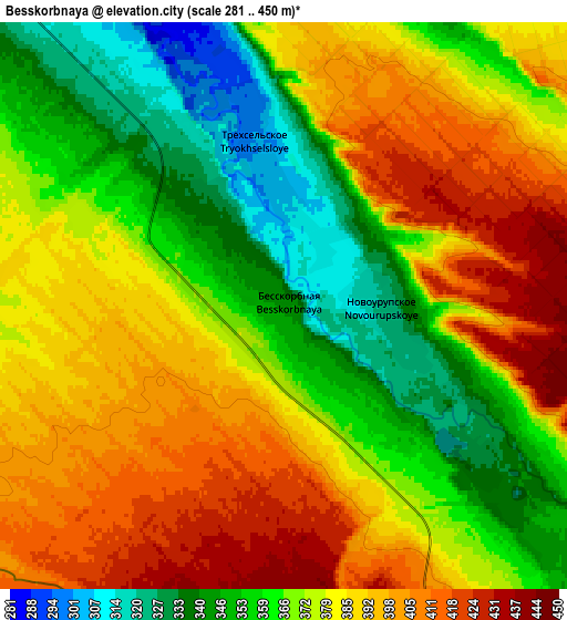 Zoom OUT 2x Besskorbnaya, Russia elevation map