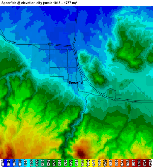 Zoom OUT 2x Spearfish, United States elevation map