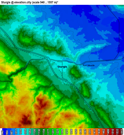 Zoom OUT 2x Sturgis, United States elevation map