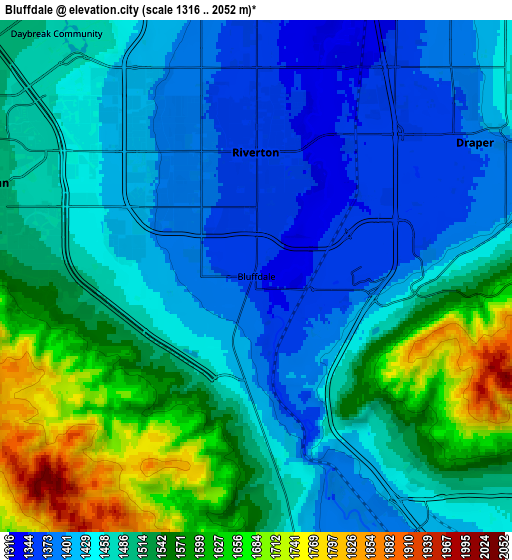 Zoom OUT 2x Bluffdale, United States elevation map