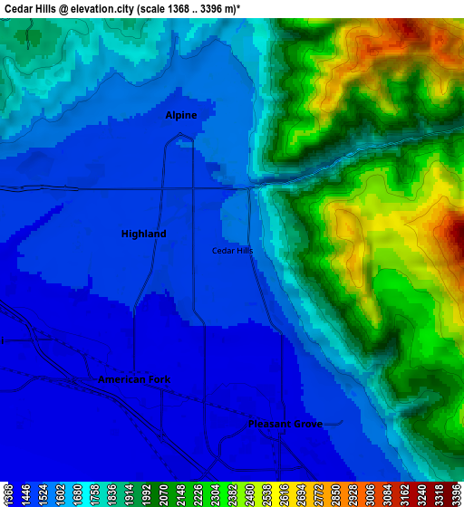 Zoom OUT 2x Cedar Hills, United States elevation map