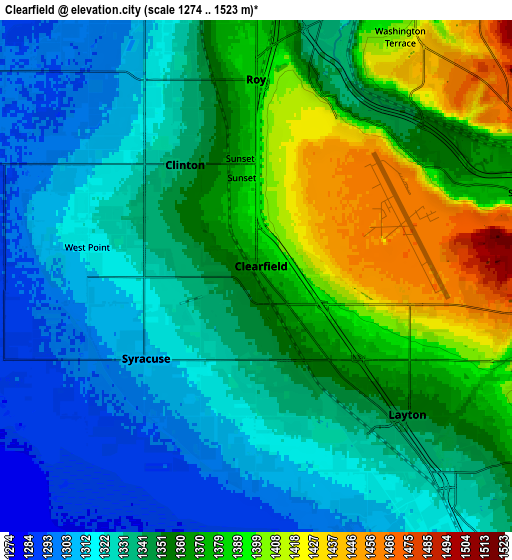 Zoom OUT 2x Clearfield, United States elevation map