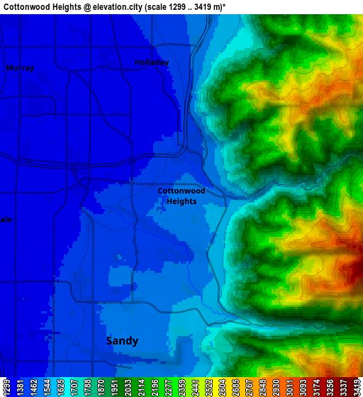 Zoom OUT 2x Cottonwood Heights, United States elevation map