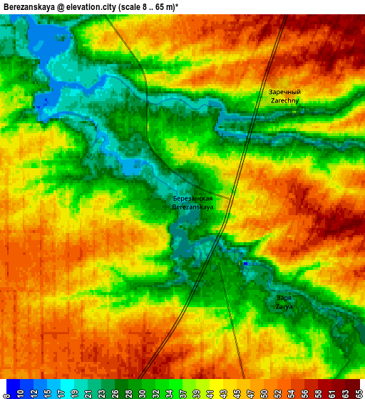 Zoom OUT 2x Berezanskaya, Russia elevation map