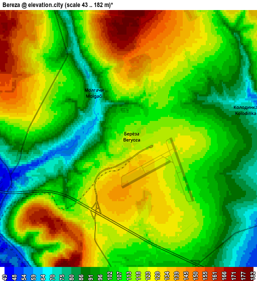 Zoom OUT 2x Berëza, Russia elevation map