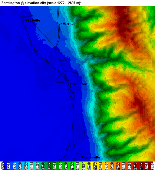 Zoom OUT 2x Farmington, United States elevation map