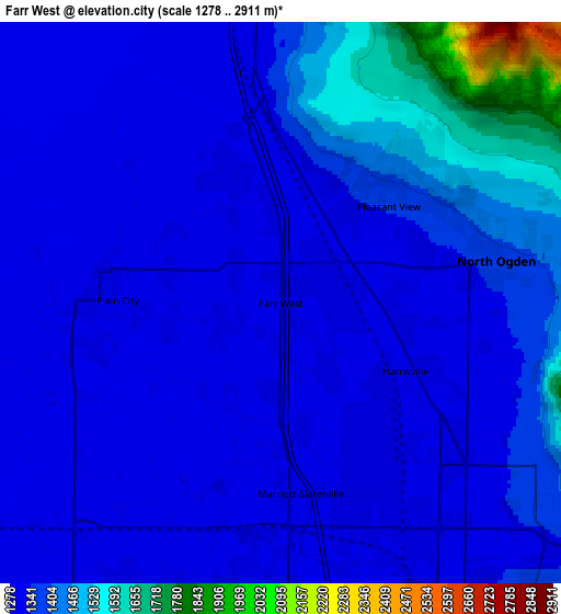 Zoom OUT 2x Farr West, United States elevation map