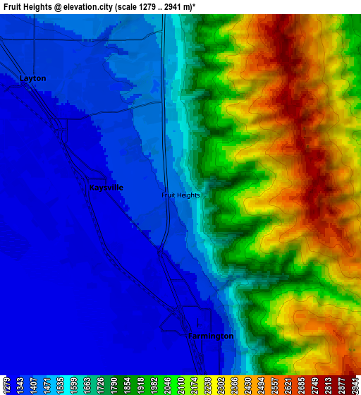 Zoom OUT 2x Fruit Heights, United States elevation map