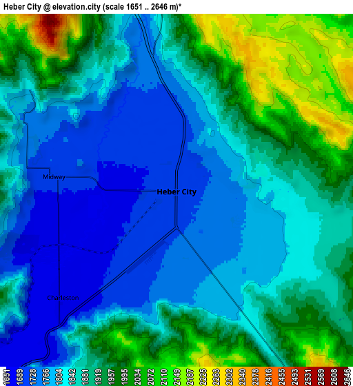 Zoom OUT 2x Heber City, United States elevation map