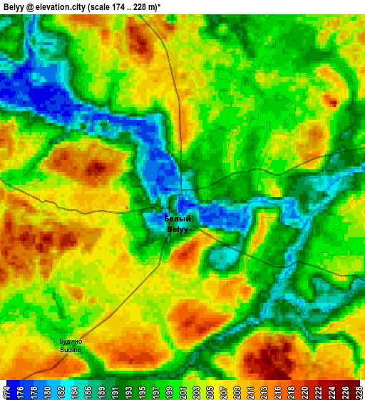 Zoom OUT 2x Belyy, Russia elevation map