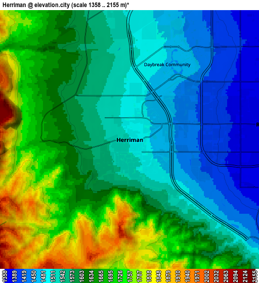 Zoom OUT 2x Herriman, United States elevation map