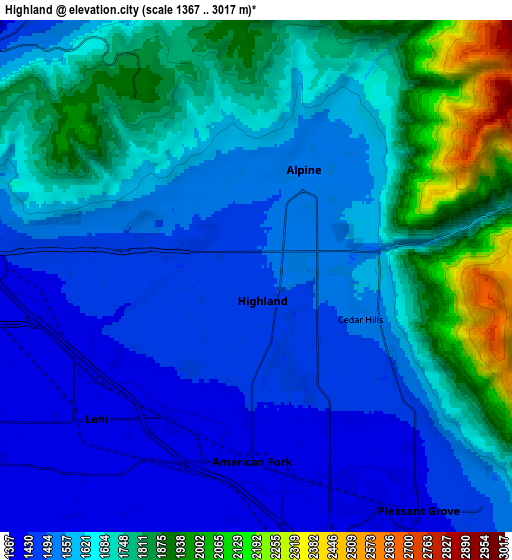 Zoom OUT 2x Highland, United States elevation map